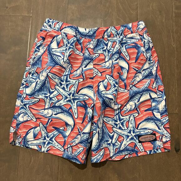 Vineyard Vines Swim Trunks Boys Large Marlin Starfish Pattern Board Shorts READ - Picture 1 of 16